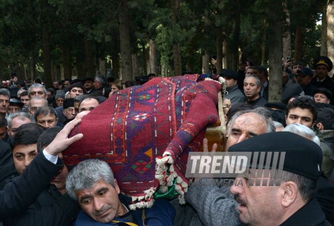 Farewell ceremony for people’s poet Zalimkhan Yagub.  Baku. Azerbaijan, 11 Jan. 2016